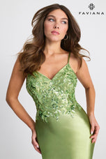 Faviana Short Satin Sequin HoCo Dress 11310