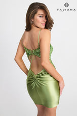 Faviana Short Satin Sequin HoCo Dress 11310