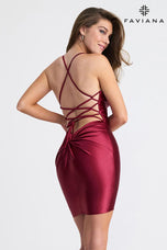 Faviana Short Satin V-Neck HoCo Dress 11313