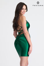 Faviana Short Satin V-Neck HoCo Dress 11313