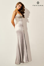 Faviana Stretch Satin Lace Prom Dress 11401