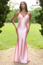Faviana Low Back Satin Prom Dress 11402
