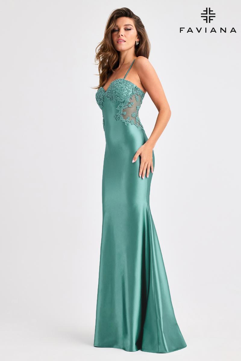 Faviana Illusion Side Lace Prom Dress 11403