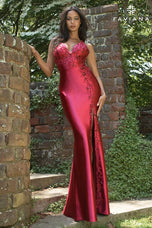 Faviana V-Neck Lace Prom Dress 11405