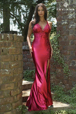 Faviana V-Neck Lace Prom Dress 11405