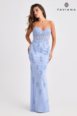Faviana Strapless Illusion Lace Prom Dress 11407