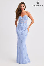 Faviana Strapless Illusion Lace Prom Dress 11407
