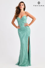 Faviana Strapless Beaded Prom Dress 11408
