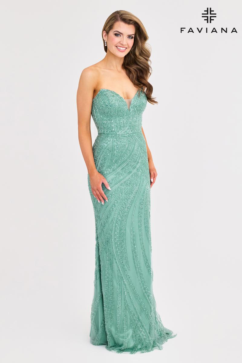 Faviana Strapless Beaded Prom Dress 11408