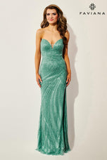 Faviana Strapless Beaded Prom Dress 11408