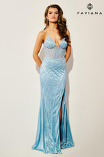 Faviana Beaded Illusion Prom Dress 11409