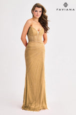Faviana Elegant Strapless Beaded Prom Dress 11410