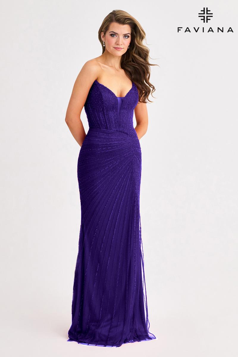 Faviana Elegant Strapless Beaded Prom Dress 11410
