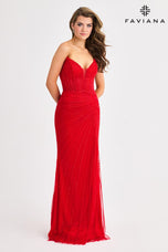 Faviana Elegant Strapless Beaded Prom Dress 11410