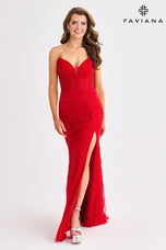 Faviana Elegant Strapless Beaded Prom Dress 11410