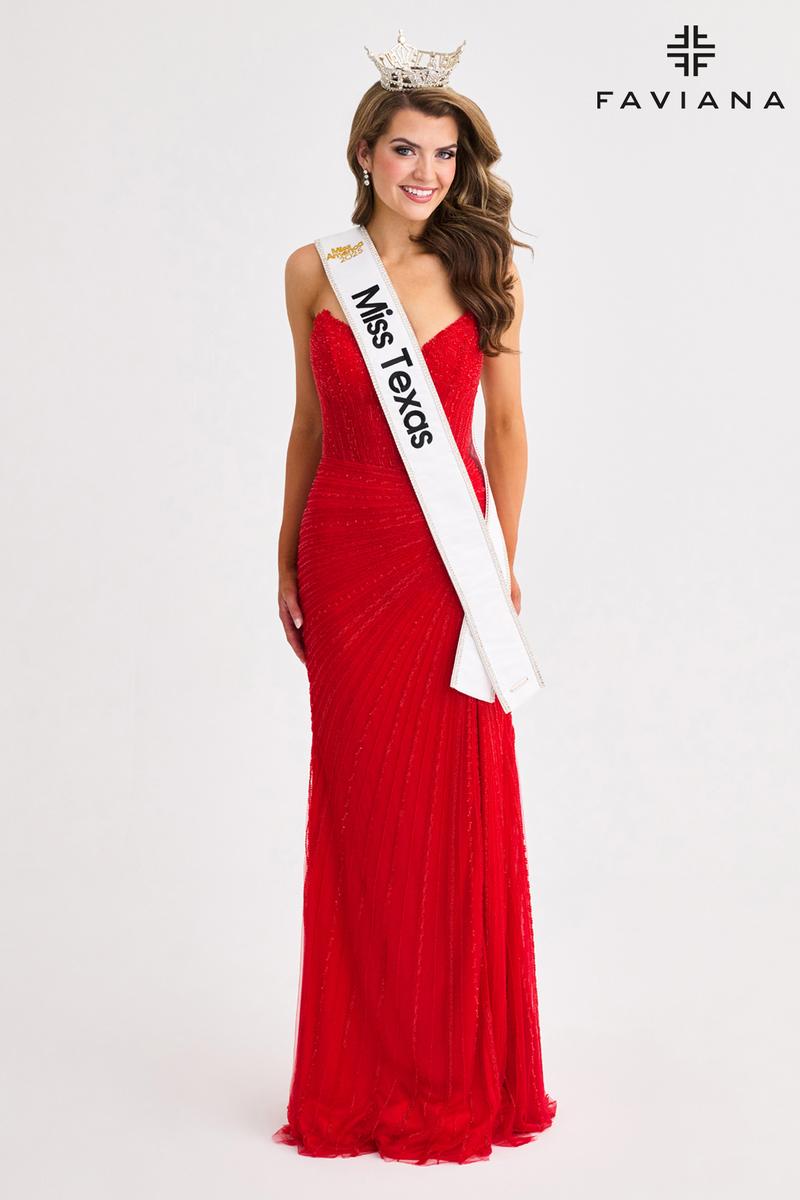 Faviana Elegant Strapless Beaded Prom Dress 11410