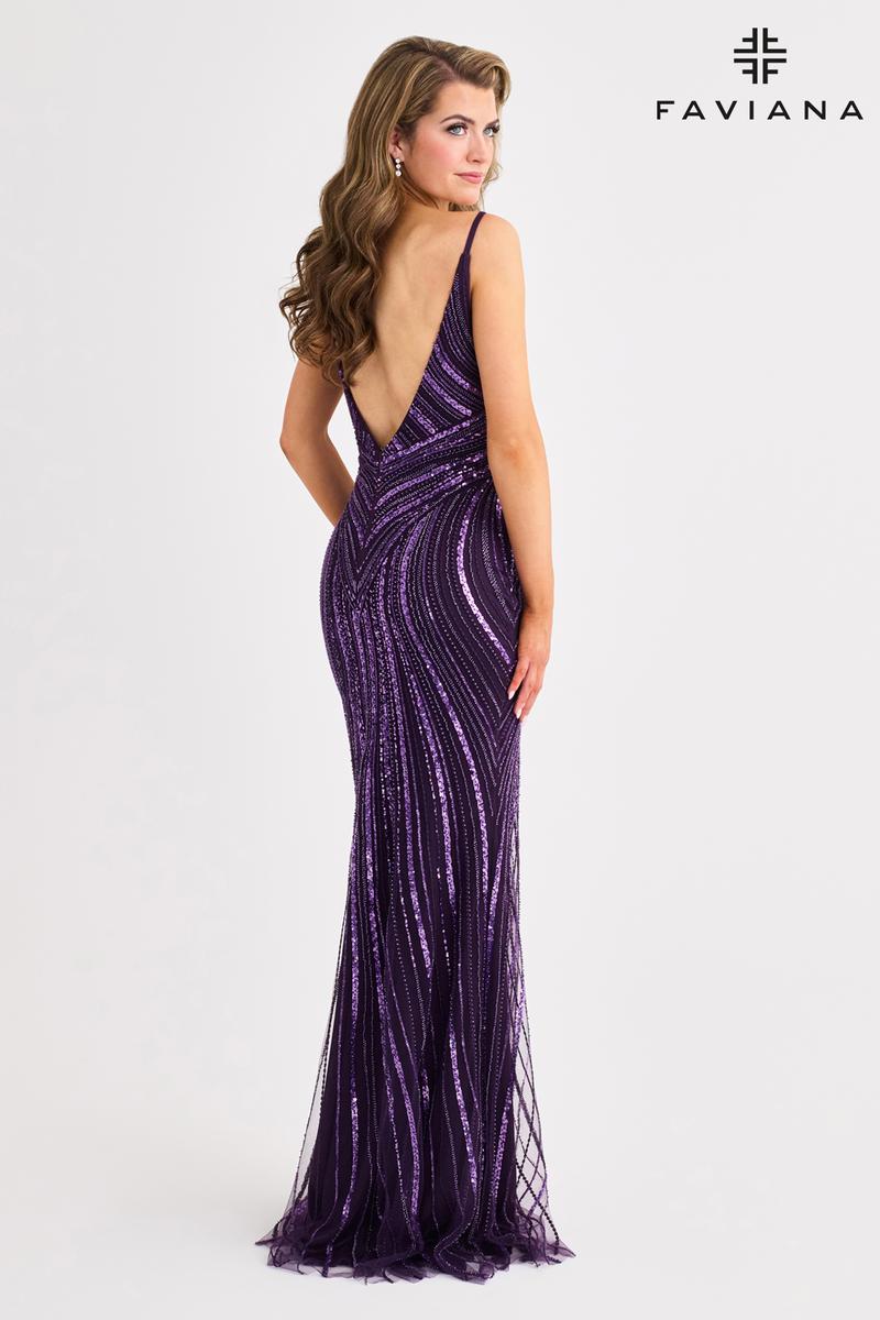 Faviana Low Back Sequin Prom Dress 11412