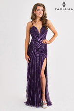 Faviana Low Back Sequin Prom Dress 11412