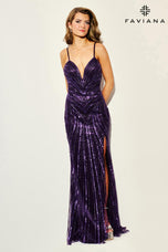Faviana Low Back Sequin Prom Dress 11412