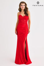 Faviana Ruched Open Back Prom Dress 11414