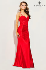 Faviana Ruched Open Back Prom Dress 11414