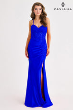 Faviana Ruched Open Back Prom Dress 11414