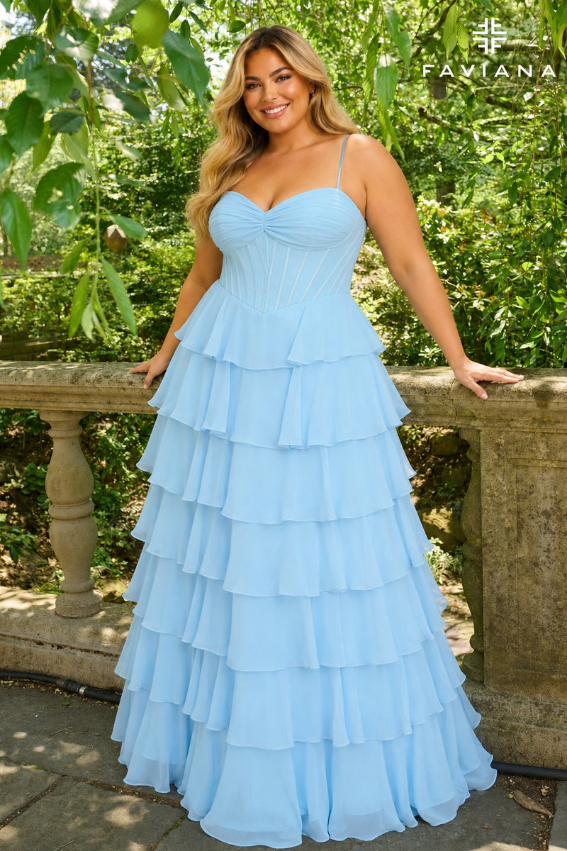 Faviana Ruffle Corset Prom Dress 11420