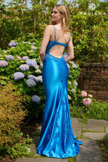Faviana Plunging Illusion Satin Prom Dress 11426
