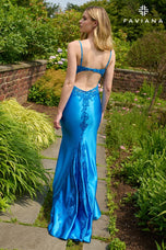 Faviana Plunging Illusion Satin Prom Dress 11426