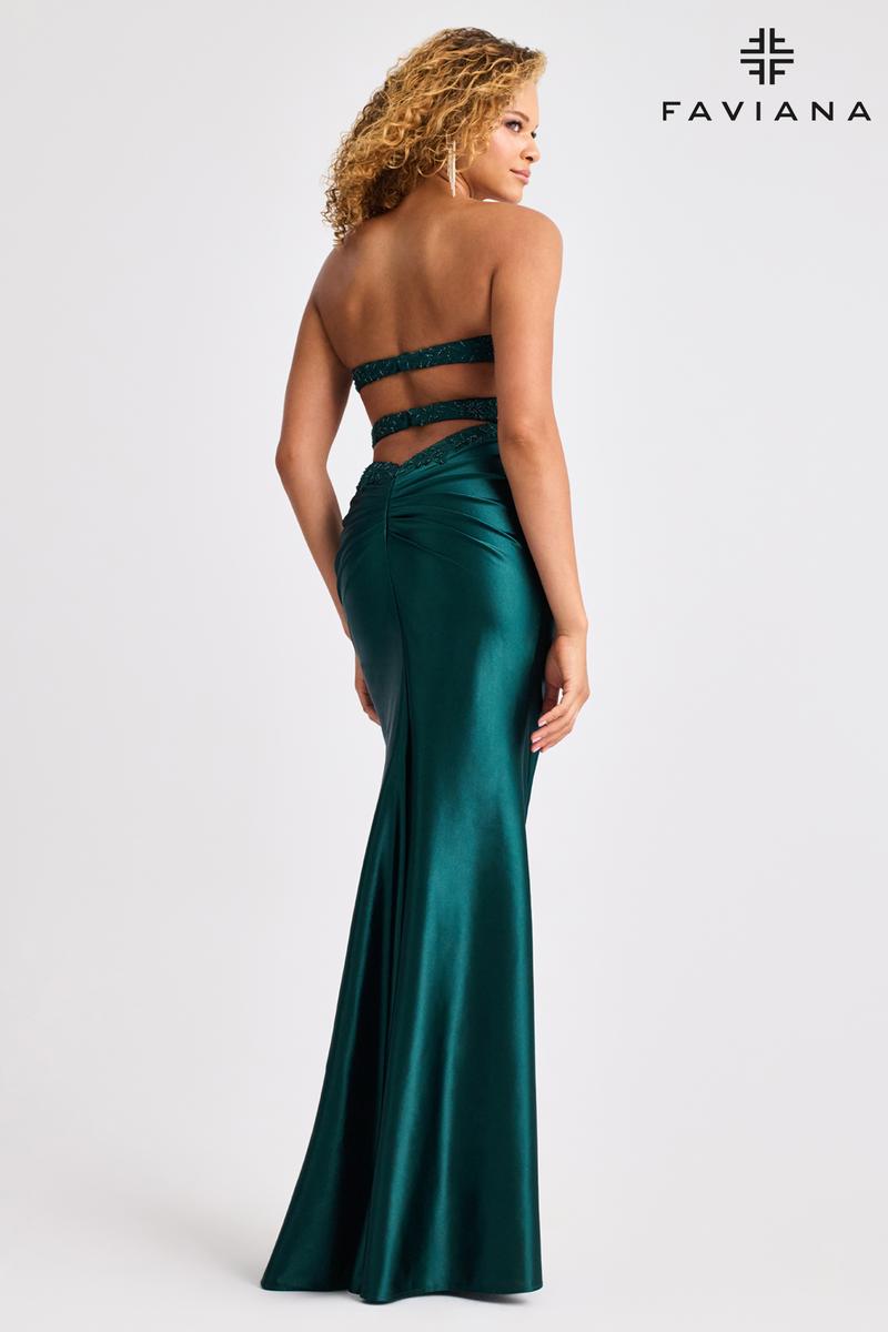 Faviana Satin Strapless Ruched Prom Dress 11429