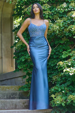 Faviana Ruched Lace Illusion Prom Dress 11433