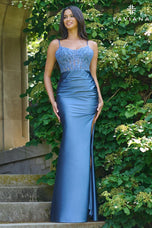 Faviana Ruched Lace Illusion Prom Dress 11433