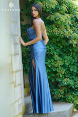 Faviana Ruched Lace Illusion Prom Dress 11433