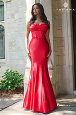 Faviana Satin Fit and Flare Prom Dress 11434