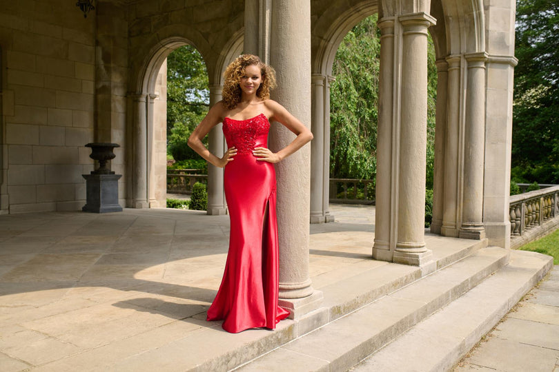 Faviana Tight Strapless Satin Prom Dress 11435