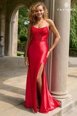 Faviana Tight Strapless Satin Prom Dress 11435