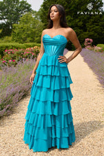 Faviana Ruffle Corset Long Prom Dress 11436
