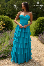 Faviana Ruffle Corset Long Prom Dress 11436