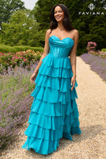 Faviana Ruffle Corset Long Prom Dress 11436