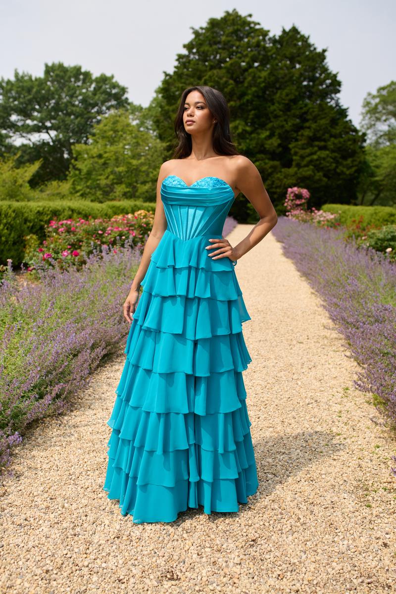 Faviana Ruffle Corset Long Prom Dress 11436