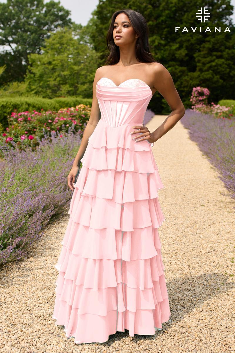 Faviana Ruffle Corset Long Prom Dress 11436