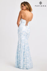 Faviana Fit and Flare Strapless Print Prom Dress 11441