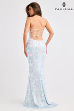 Faviana Strapless Print Prom Dress 11442