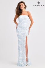Faviana Strapless Print Prom Dress 11442