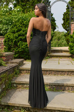 Faviana Strapless Beaded Side Ruched Prom Dress 11445