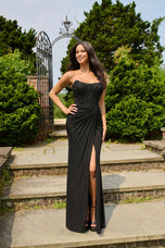 Faviana Strapless Beaded Side Ruched Prom Dress 11445