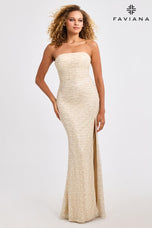 Favana Strapless Scallop Detail Prom Dress 11446