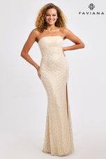 Favana Strapless Scallop Detail Prom Dress 11446