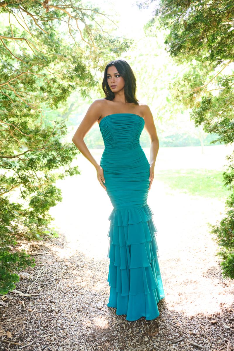 Faviana Mermaid Ruched Ruffle Prom Dress 11457