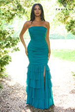 Faviana Mermaid Ruched Ruffle Prom Dress 11457